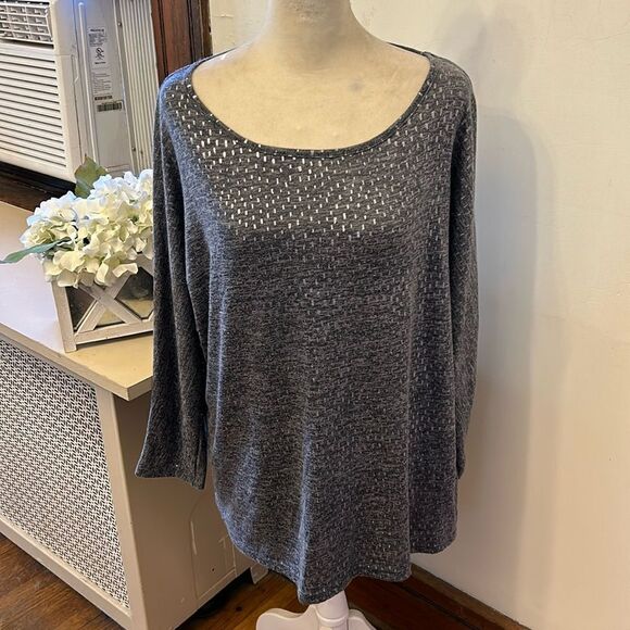 Jane and Delancey gray silver speck long sleeve tee Size XL EUC - Picture 1 of 9